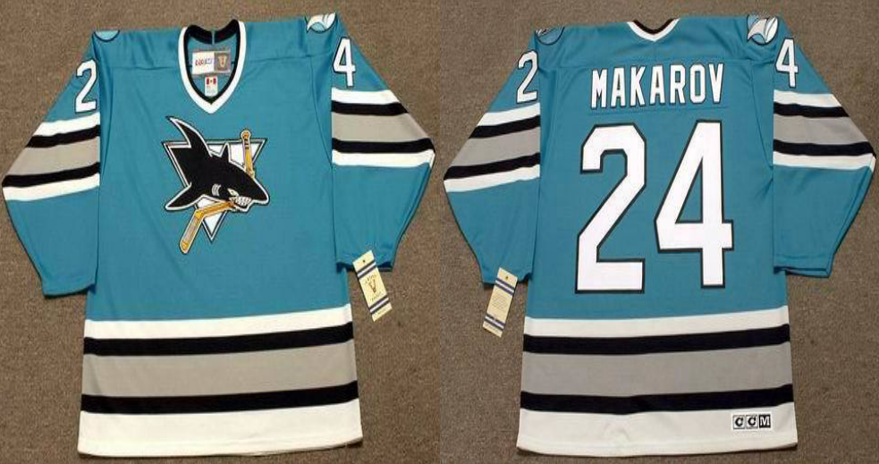 2019 Men San Jose Sharks 24 Makarov blue CCM NHL jersey